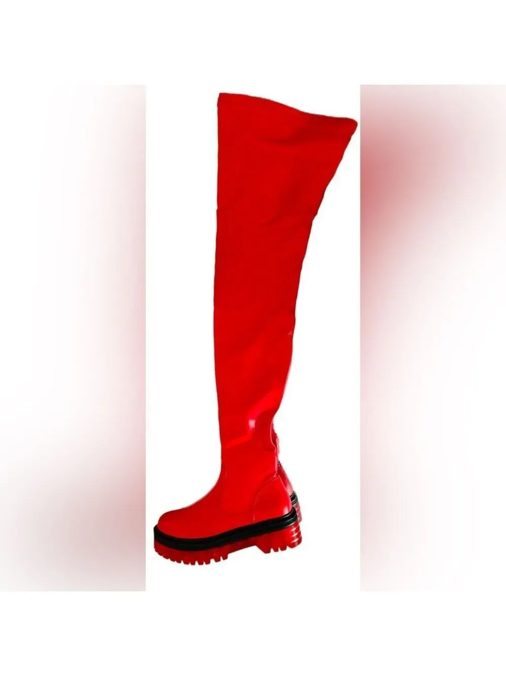 NIB Dolls Kill Azalea Wang Euro Thigh High Boots Surgplatform in Red